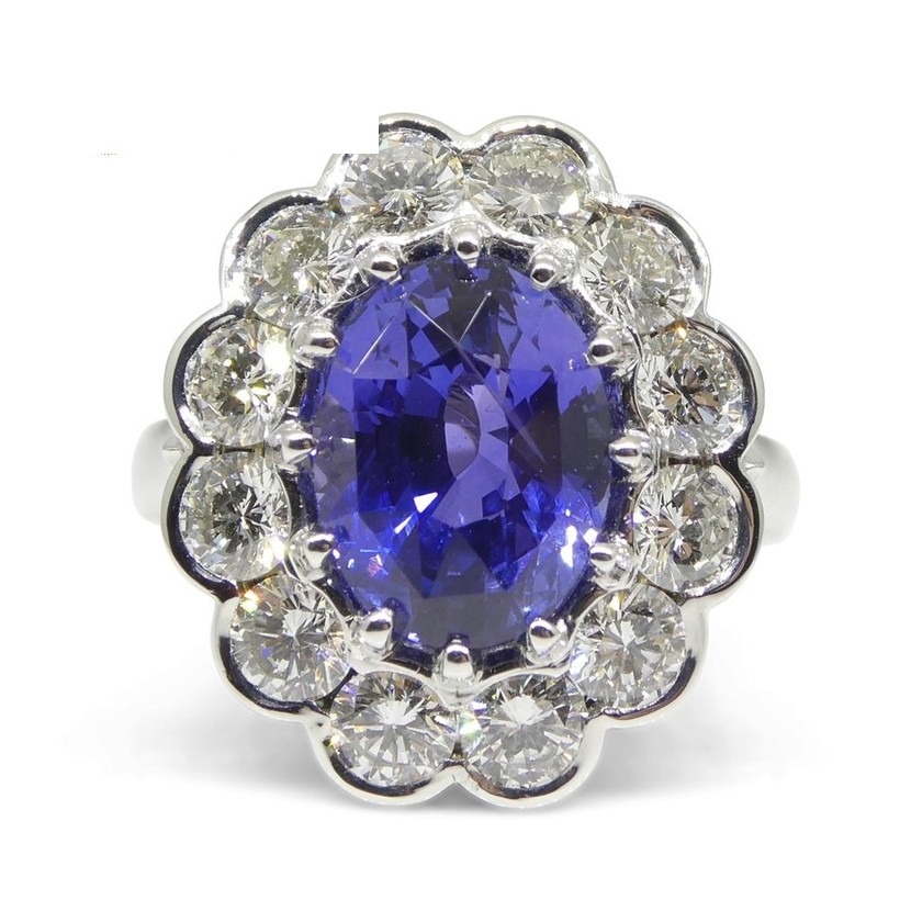 Colour-change sapphire and diamond ring